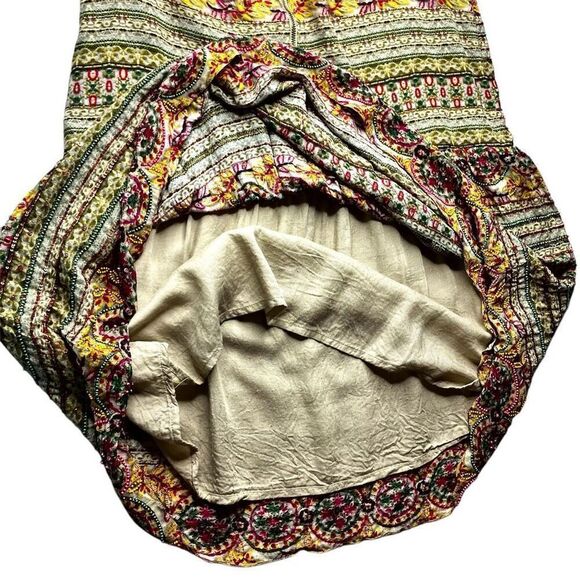 Hemant & Nandina  Anthropologie Silk Beaded Drop Waist Boho Dress w Scarf, SZ 10 - Picture 10 of 15